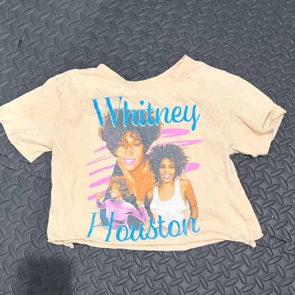 Whitney Houston Graphic Crop Top - Cream